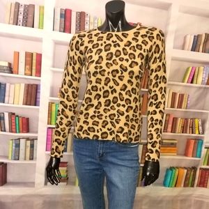 Wicked Soft Cashmere Cynthia Rowley Leopard Print Sweater Size XS